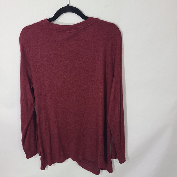 Ady P Women's Size Large L Burgundy Black Sweater Blouse Top with Front Gather‎ - Picture 6 of 8